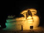 Eerie looking head ice sculpture