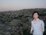 Amman Day One - Sonya with the Roman Theatre behind