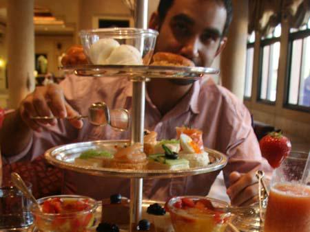 Royal Arabic High Tea - Travis and the three tiered cakestand