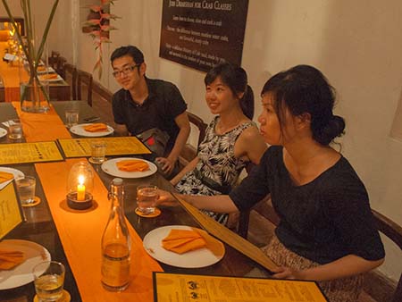 Sonya with friends at restaurant Ministry of Crab